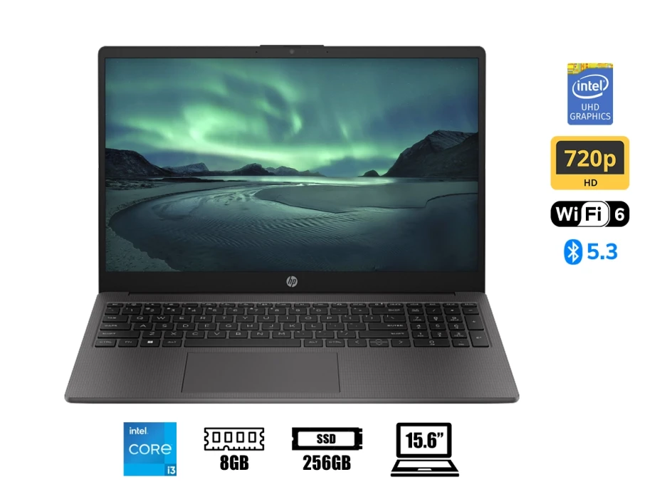 Laptop Hp Core I3-n305 250 G10 (b83u6at#abm) 15.6" Lcd Led Hd Sva, Ram 8gb, Ssd 256gb, Intel Uhd Graphics, S/s, Gris