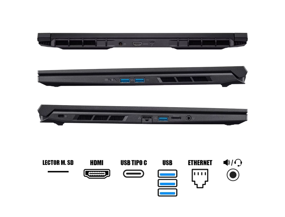 Laptop Acer Core 7-240h Nitro V Anv16-72-7809 Gaming (nh.u2eaa.003) Pantalla 16" Wuxga Ips, Ram 32gb, Ssd 512gb, Rtx 5060 8gb, Win11