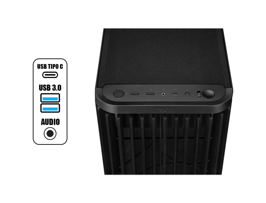 Case Asus Proart Gaming Pa401 Wood S/fuente (90-pa401-bk-wood-tg) Panel De Vidrio, Negro