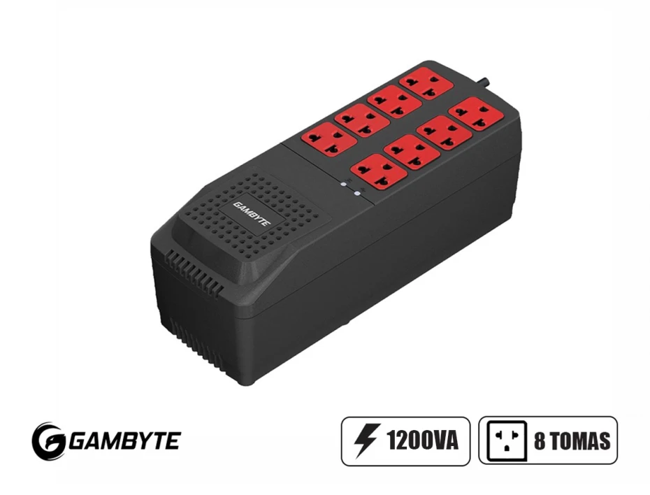 Estabilizador Gambyte  1200va (mp-gp1200-8p) 8 Tomas 2 Usb