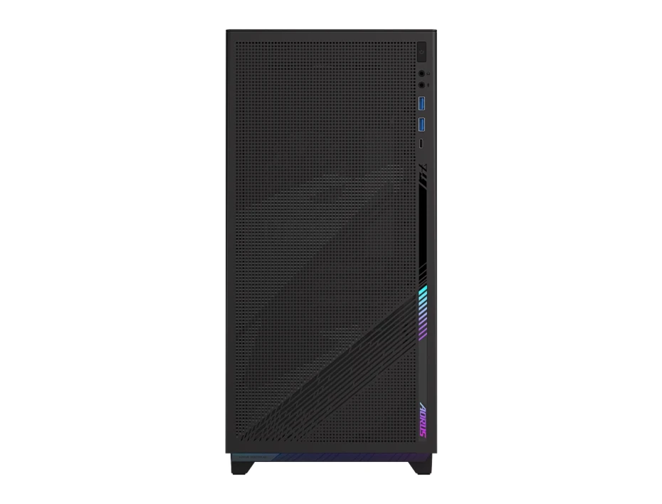 Case Gigabyte Ac400g-st S/fuente (gb-ac400g-st) Panel De Vidrio, Led Argb, Negro Con Gris
