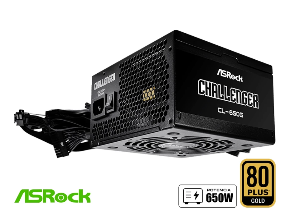 Fuente De Poder Asrock 650w G Gold Cl-650g (90-cl-650g) 80 Plus Gold, No Modular, Negro