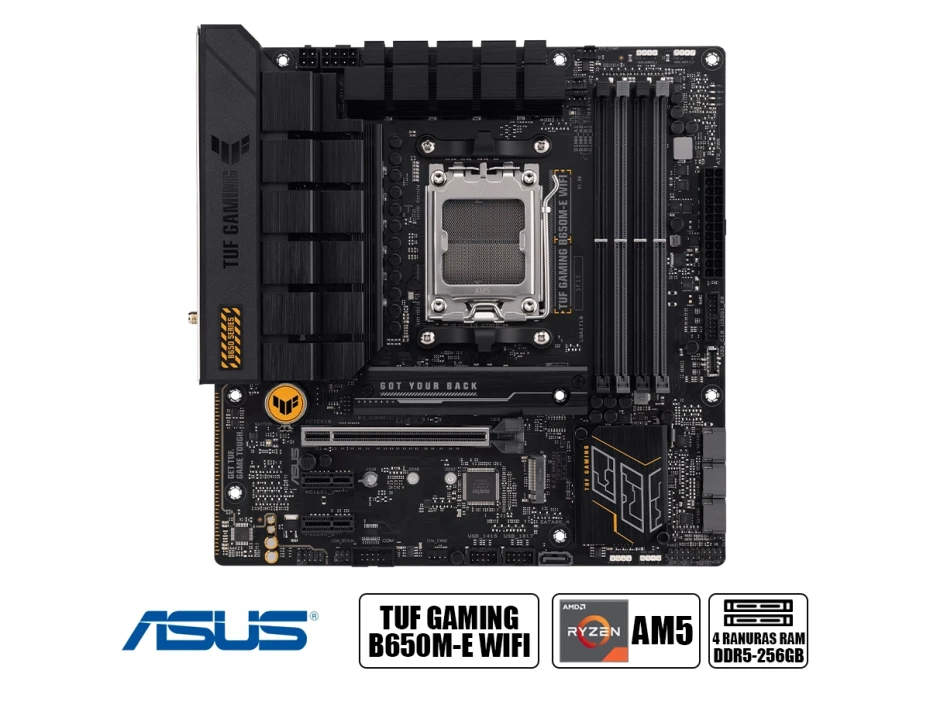 Placa Madre Asus B650m-e Tuf Gaming Wifi (90mb1lr0-m0eay0) Socket Am5, Ram Ddr5 Buss 7600oc Mts, Wifi 6