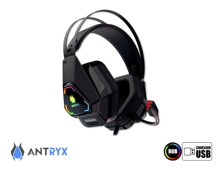 Auricular Antryx Raider Gaming (agh-7550k7r) 7.1, Con Microfono, Usb, Negro