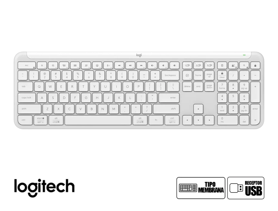 Teclado Inalambrico Logitech Slim Silent K950 Wireless Bolt/bluetooth Sp White (920-012593)