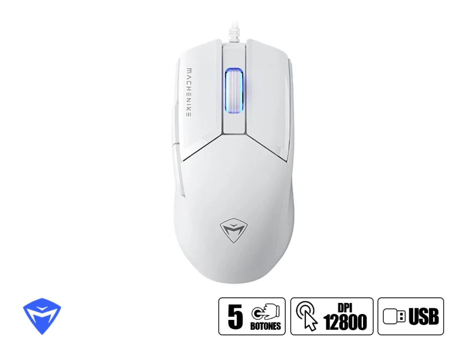 Mouse Machenike Gaming (m7 Pro) Hasta 12800 Dpi, Rgb, Blanco