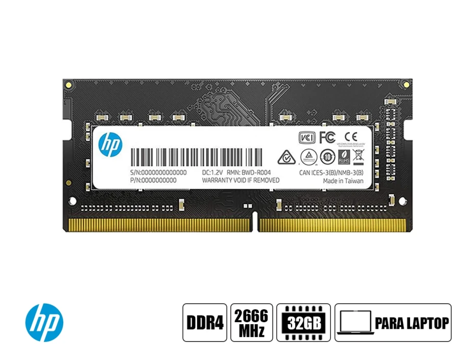 Memoria Para Laptop Sodimm Hp Ddr4 32gb (1xd86aa) 2666 Mhz