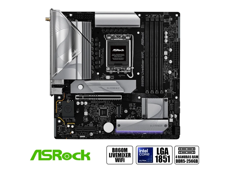 Placa Madre Asrock B860m Live Mixer Wifi, Socket Lga 1851, Ram Ddr5, Core Ultra (b860m-livemixer-wifi)