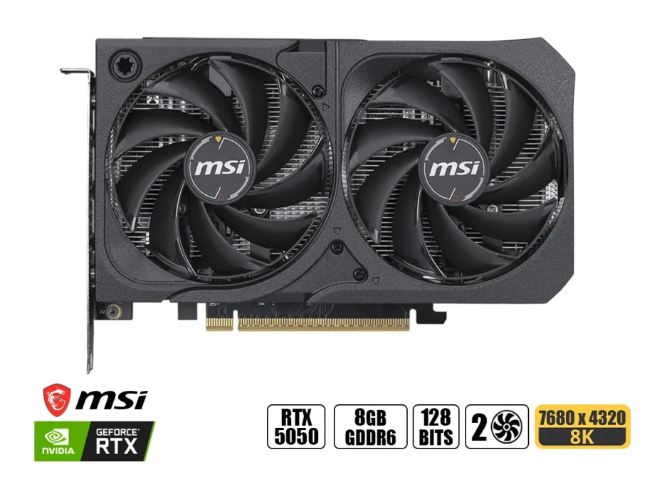 Tarjeta De Video Msi Geforce Rtx 5050 8gb Shadow 2x Oc Gddr6 (rtx 5050 8g Shadow 2x Oc) Nvidia, 128 Bits, 2 Ventiladores