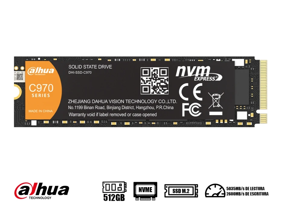 Unidad De Almacenamiento Ssd M.2 Pcie Dahua 512gb Nvme C970n (c970n512g) Hasta 5000mb/s De Lectura