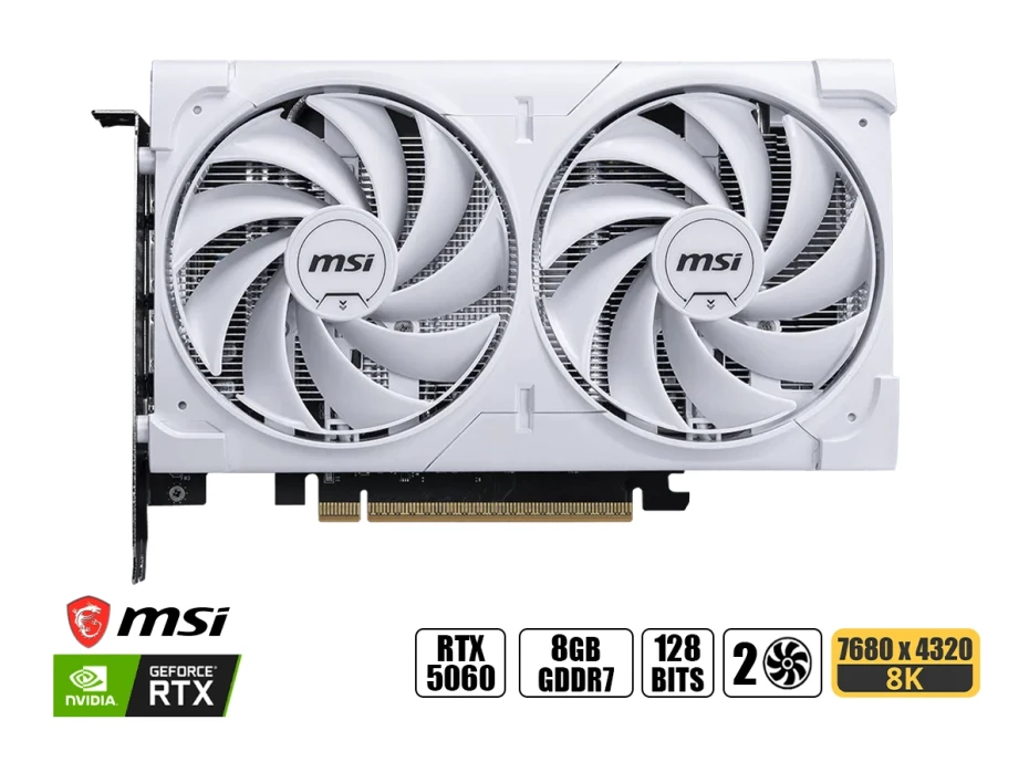 Tarjeta De Video Msi Geforce Rtx 5060 8gb Ventus 2x Oc White (rtx 5060 8g Ventus 2x Oc White) Pcie 5.0