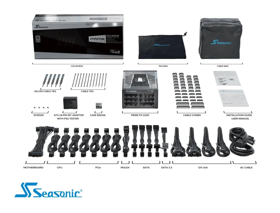 Fuente De Poper Seasonic 1600w Prime (ssr-1600pd2) Px Atx 3.1 80 Plus Platinum Pcie Gen 5 Full Modular, Negro