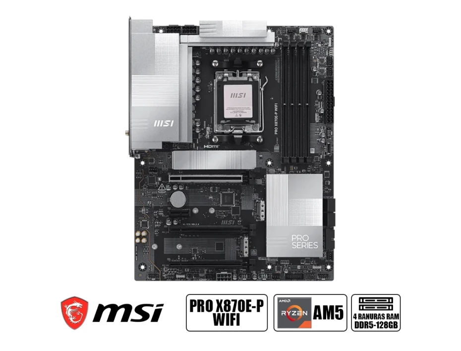 Placa Madre Msi X870e-p Pro Wifi (824142425565) Am5, Ram Ddr5 Buss 8200oc Mhz