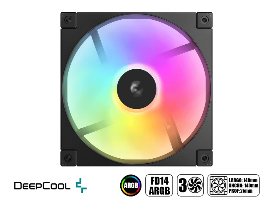 Cooler Para Case Deepcool Fd14 Argb 3 In 1 ( R-fd14-bkapn3-g ) Pack 3 | 120mm