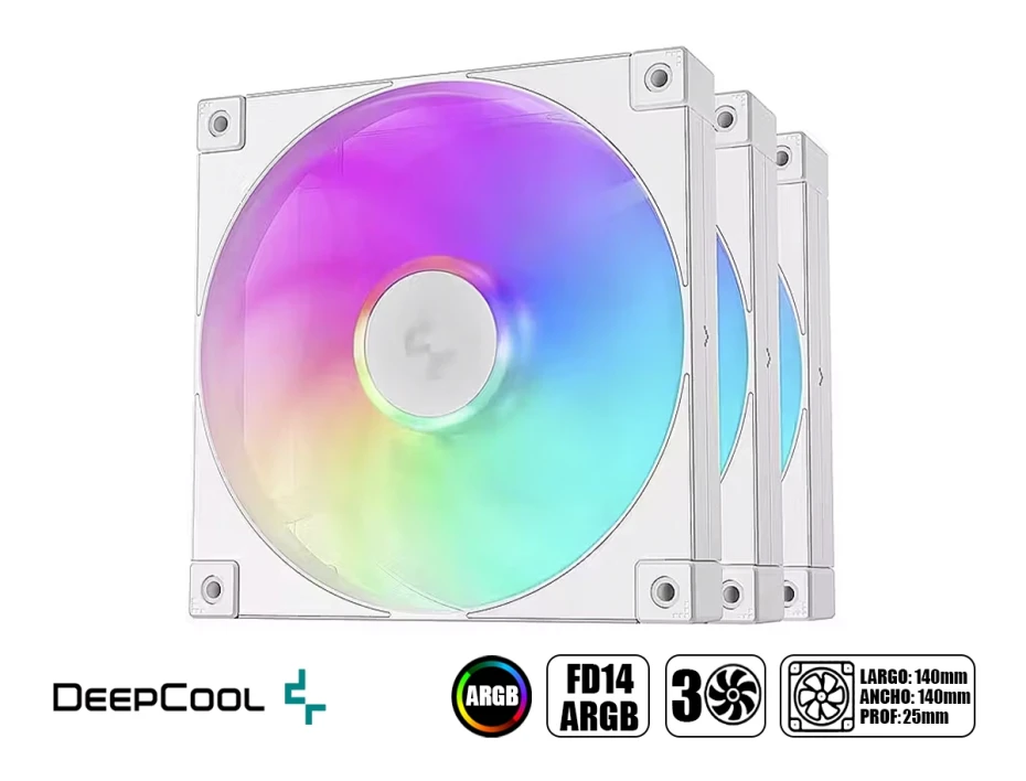 Cooler Para Case Deepcool Fd14 Argb Wh 3 In 1 ( R-fd14-whapn3-g ) Pack 3 | 120mm