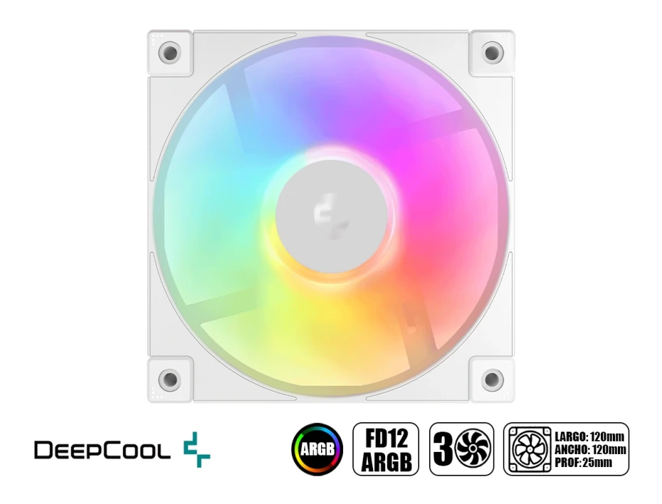 Cooler Para Case Deepcool Fd12 Argb Wh 3 In 1 ( R-fd12-whapn3-g ) Pack 3 | 120mm