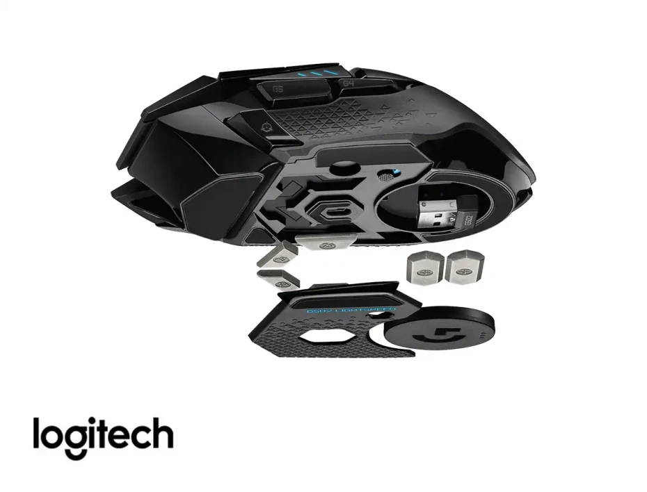 Mouse Logitech G502 Lightspeed (910-005566) Hasta 25.600 Dpi, 11 Botones Programables, Receptor Usb, Rgb, Negro