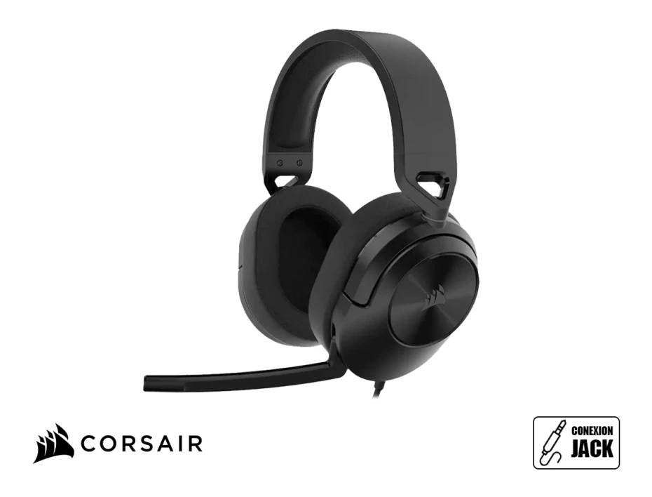 Auricular Corsair Hs55 Surround V2 Gaming, 7.1 (ca-9011390-ww) Interfaz Jack, Black, Multiplataforma, Dolby Atmos 7.1, Microfono Omnidireccional