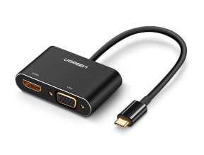 ADAPTADOR DE PUERTO USB TIPO C MACHO -- A -- PUERTO VGA HDMI HEMBRA, HD UGREEN (6957303865680)