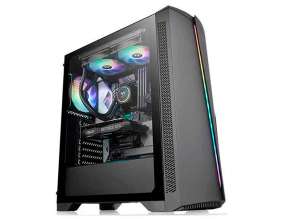 CASE THERMALTAKE H350 TEMPERED GLASS FUENTE 600W, CON PANEL LATERAL DE VIDRIO TEMPLADO, 1 VENTILADOR LED  RGB, 3 PUERTOAS USB, NEGRO (CA-3R9-60M1WU-00