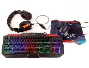 Combo 4 En Uno Halion Poseidon, Teclado Con Iluminacion Rgb, Mouse Iluminacion Rgb, Auricular Negro Rgb, Pad Mouse De Gell, Interfaz Usb (ha-850c)