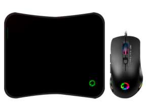 KIT 2 EN UNO - PAD MOUSE+MOUSE - GAMEMAX CON ILUMINACION LED RGB, 3200DPI, CONEXION USB (GAMEMAX MG7)