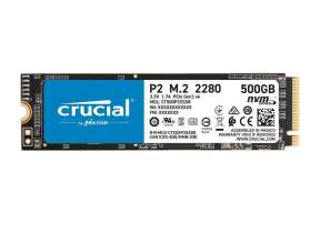 DISCO SOLIDO SSD M.2 PCIE CRUCIAL P2 500GB 2280, NVIME, UNIDAD INTERNA DE ESTADO SOLIDO, PARA PC, LAPTOP, LECTURA 2300 MB/S (CT500P2SSD8)
