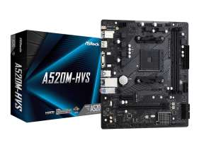 PLACA MADRE ASROCK A520M-HVS, PARA PROCESADORES AMD RYZEN AM4, 2 RANURAS DE MEMORIA DDR4 HASTA 64GB BUSS 4733+ (OC), G 4000 3000 (90-MXBE60-A0UAYZ)