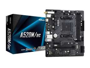 PLACA MADRE ASROCK A520M AC, PARA PROCESADORES AMD RYZEN AM4, 2 RANURAS DE MEMORIA DDR4 HASTA64GB BUSS 3200 ECC, G-3000 G-5000 (90-MXBE70-A0UAYZ)