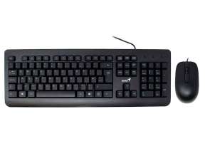 COMBO 2 EN UNO GENIUS KM-160, TECLADO EN FORMA CONCAVAS, MOUSE 3 BOTONES SENSOR 1000 DPI, INTERFAZ USB, COLOR NEGRO (31330001414)