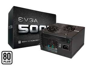 FUENTE DE PODER EVGA 500W ATX, 80 PLUS, WHITE, NO MODULAR, COLOR NEGRO (100-W1-0500-KR)