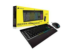 COMBO 2 EN UNO CORSAIR K55 PRO & HARPOON PRO, TECLADO CON RETROILUMINACION RGB, MOUSE 6 BOTONES SENSOR HASTA 12,400 DPI, INTERFAZ USB  (CH-9226865-SP)
