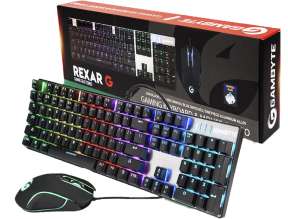 COMBO 2 EN UNO GAMBYTE REXAR G, TECLADO MECANICO GAMING SWITCH RED CON RETROILUMINACION RGB, MOUSE SENSOR HASTA 2400 DPI, BLACK (GI-REXARG V2.0)