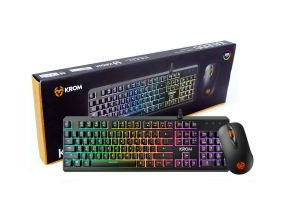COMBO 2 EN UNO KROM KALEIDO, TECLADO SEMI-MECANICO ERGONOMICO CON ILUMINACION LED, MOUSE 6 BOTONES SENSOR HASTA 4000 DPI, INTERFAZ USB (NXKROMKALEIDO)