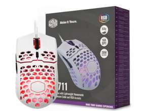 MOUSE COOLER MASTER MM711 GAMING, SENSOR HASTA 16000 DPI, ILUMINACION RGB, CON 6 BOTONES, CONEXION USB, COLOR BLANCO (MM-711-WWOL1)