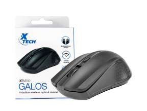 MOUSE INALAMBRICO XTECH XTM310 GALOS, HASTA 1600 DPI, CON RECEPTOR USB, DISEÑO ERGONOMICO, 4 BOTONES, NEGRO (XTM-310BK)