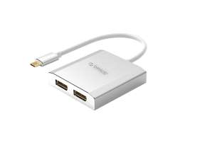 Adaptador De Puerto Tipo C Macho -- A -- 2 Puertos Displayport Hembra, Orico, ResoluciÓn 4k - 60hz, Color Plata (xd-cf2dp4-sv-bp)
