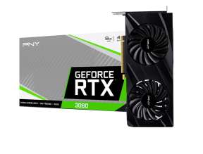 TARJETA DE VIDEO PNY RTX 3060 8GB, VERTO, GDDR6 GEFORCE NVIDIA 128 BITS, GRAFICO PARA VIDEO JUEGOS, 2 FAN (VCG30608DFBPB1)