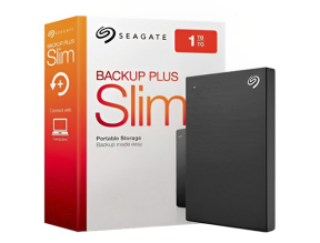 DISCO DURO EXTERNO SEAGATE 1TB BACKUP PLUS SLIM, CONEXION USB 3.0 USB 2.0, UNIDAD DE ALMACENAMIENTO PORTABLE, FORMATO 2.5", COLOR NEGRO (STHN1000400)