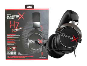 AURICULAR CREATIVE SOUND BLASTER X H7 EDICION TORNEO GAMING 7.1, CON MICROFONO, ENTRADA USB, PARA JUEGOS, ALMOHADILLAS SUAVES, BLACK (70GH033000001)