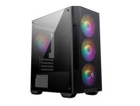 CASE MSI MAG FORGE M100A SIN FUENTE, CON PANEL LATERAL DE VIDRIO TEMPLADO, 4 VENTILADORES ARGB, 3 PUERTOS USB, COLOR NEGRO (FORGE M100A)