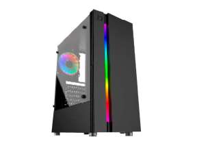 Case Halion Bull 5516 Fuente 350w (bull 5516rgb) Panel De Vidrio, Led Rgb, Negro
