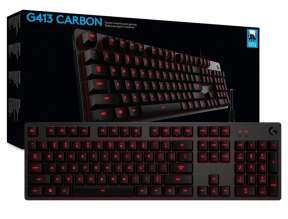 TECLADO LOGITECH GAMER MECANICO G413, RETROILUMINACIÓN CARBON LED - ROJO, 5 NIVELES DE INTENSIDAD PREDEFINIDOS (920-008300)