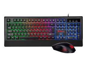 COMBO 2 EN UNO THERMALTAKE CHALLENGER, TECLADO CON ILUMINACION RGB, MOUSE 6 BOTONES SENSOR 2400 DPI, INTERFAZ USB, COLOR NEGRO (CM-CHC-WLXXPL-SP)