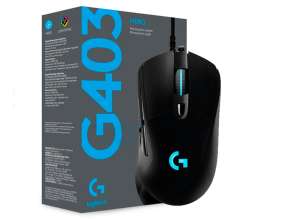 MOUSE LOGITECH G403 HERO GAMING, SENSOR HASTA 16,000 DPI, ILUMINACION RGB, CON 6 BOTONES PROGRAMABLES, CONEXINO USB, COLOR NEGRO (910-005630)