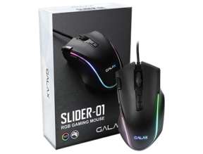 MOUSE GALAX SLIDER-01 GAMING, SENSOR HASTA 7200 DPI, ILUMINACION RGB, CON 8 BOTONES PROGRAMABLES, CONEXION USB, COLOR NEGRO (MGS011A18RG2B0)