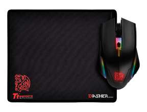 KIT 2 EN UNO - PAD MOUSE+ MOUSE THERMALTAKE TALON GAMING CON ILUMINACION LED RGB, 3200 DPI, CONEXION USB (MO-CPC-WDOOBK-01)