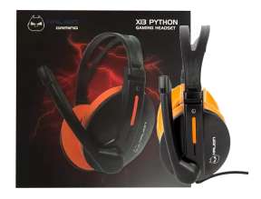 AURICULAR HALION X13 PYTHON, CON MICROFONO, CONEXION A CABLE, CONTROL DE VOLUMEN, COLOR NECRO C/ NARANJA (MOD. X13 PYTHON)