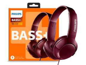 AURICULAR PHILIPS BASS+, CON MICROFONO, CONEXION A CABLE, CONTROL DE VOLUMEN, ALMOHADILLAS SUAVE, COLOR GINDA (SHL3075RD/00)