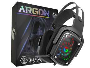 AURICULAR GAMBYTE ARGON, COLOR NEGRO, GAMING 7.1, CON MICROFONO, ENTRADA USB, LUZ LED RGB, PARA JUEGOS, ALMOHADILLAS SUAVES (GI-ARGON-MR)